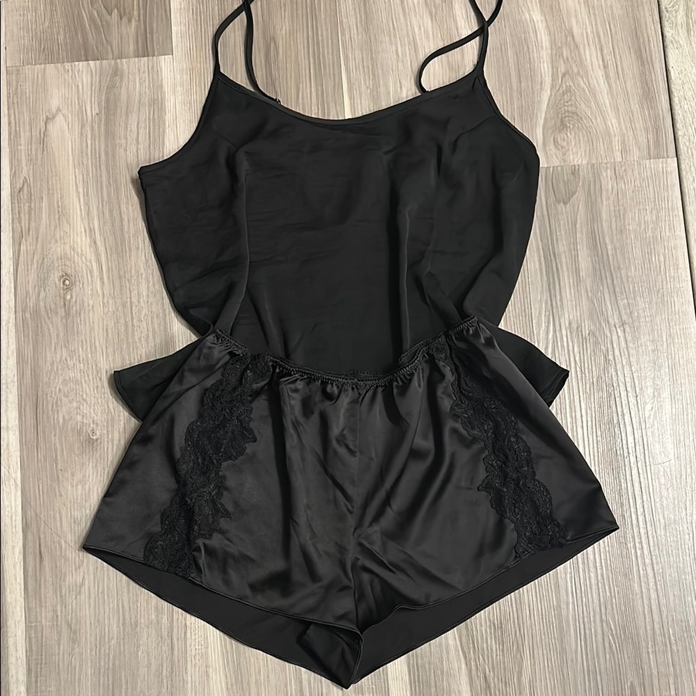 midnight Bakery Black Lace Trim Sleepwear Set